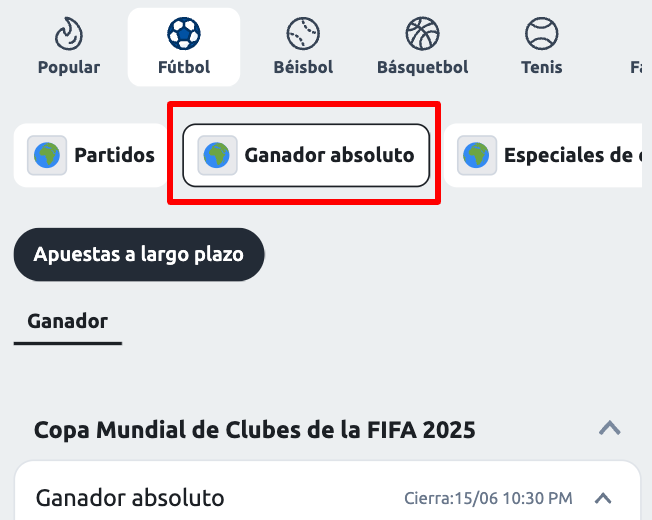 Mercados de Ganador en Betano